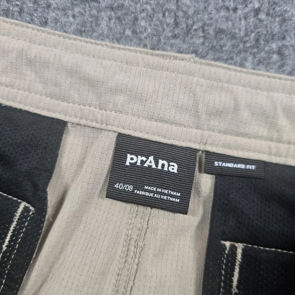 PrAna Shorts Mens 40 Beige Microfiber Chino Stretch Drawstring 8 Inseam Summer